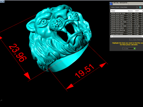 Lion ring - Mens lion ring - Mens ring - N941 3D 打印模型