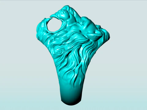 Lion ring - Mens lion ring - Mens ring - N941 3D Print Model