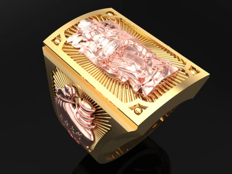 God of wealth ring - Caishen ring - Mens ring - N448 3D Print Model
