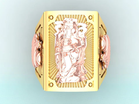 God of wealth ring - Caishen ring - Mens ring - N448 3D Print Model