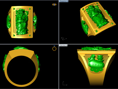 God of wealth ring - Caishen ring - Mens ring - N448 3D Print Model