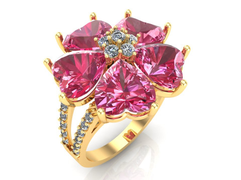 Heart ring - Womens heart ring - Womens ring - N716 3D Druckmodell