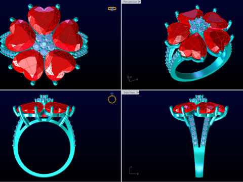 Heart ring - Womens heart ring - Womens ring - N716 Modello di stampa 3D