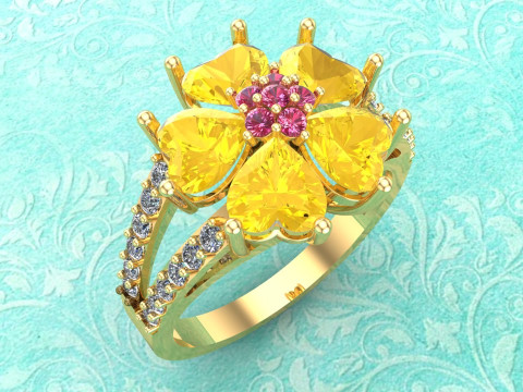 Heart ring - Womens heart ring - Womens ring - N729 3D Druckmodell