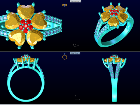 Heart ring - Womens heart ring - Womens ring - N729 3D Print Model