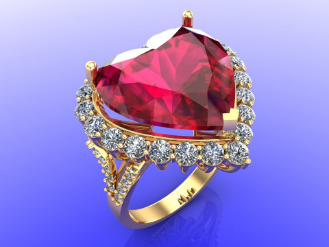 Heart ring - Heart stone ring - Womens ring - N820 3D प्रिंट मॉडल