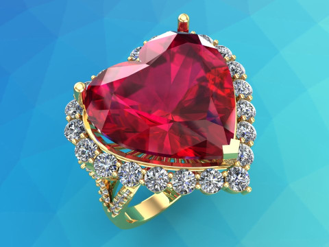 Heart ring - Heart stone ring - Womens ring - N820 3D प्रिंट मॉडल