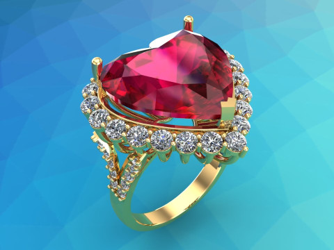Heart ring - Heart stone ring - Womens ring - N820 3D प्रिंट मॉडल