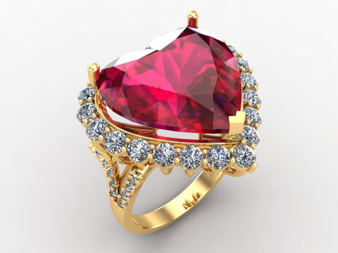 Heart ring - Heart stone ring - Womens ring - N820 3D प्रिंट मॉडल