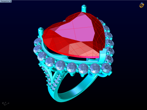 Heart ring - Heart stone ring - Womens ring - N820 3D प्रिंट मॉडल