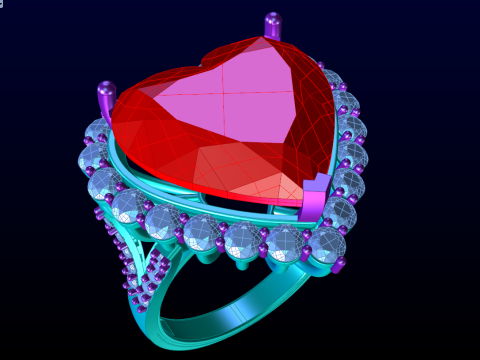 Heart ring - Heart stone ring - Womens ring - N820 3D प्रिंट मॉडल