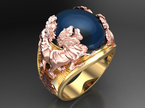 Unicorn ring - Four pixiu ring - Mens ring - N428 3D Print Model