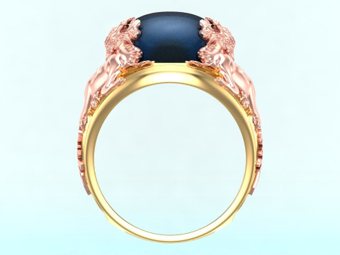 Unicorn ring - Four pixiu ring - Mens ring - N428 3D Print Model