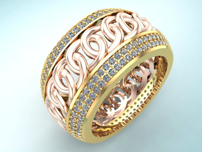 Chain ring - Miami Cuban ring - Link ring - Mens ring - N422 Modèles 3D en vedette .c4d .max .obj .3ds .fbx .stl .blend