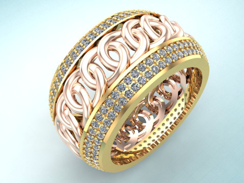 Chain ring - Miami Cuban ring - Link ring - Mens ring - N422 3D Druckmodell