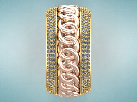 Chain ring - Miami Cuban ring - Link ring - Mens ring - N422 Modèles 3D en vedette