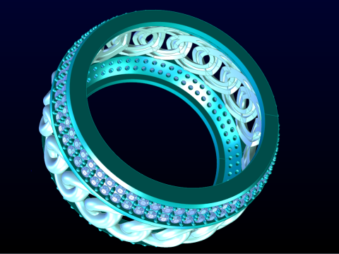 Chain ring - Miami Cuban ring - Link ring - Mens ring - N422 Modèles 3D en vedette