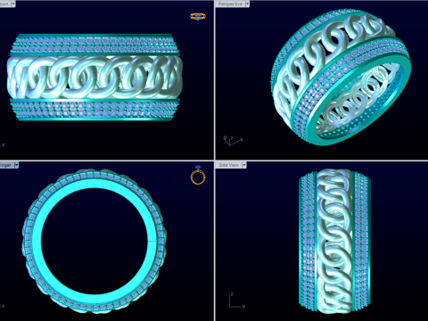 Chain ring - Miami Cuban ring - Link ring - Mens ring - N422 Modèles 3D en vedette