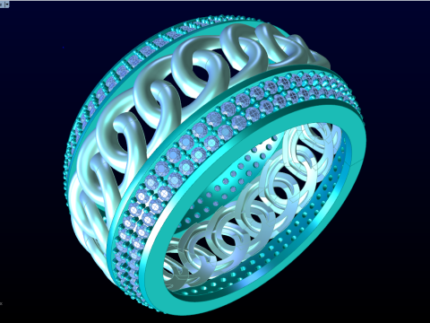 Chain ring - Miami Cuban ring - Link ring - Mens ring - N422 Modèles 3D en vedette
