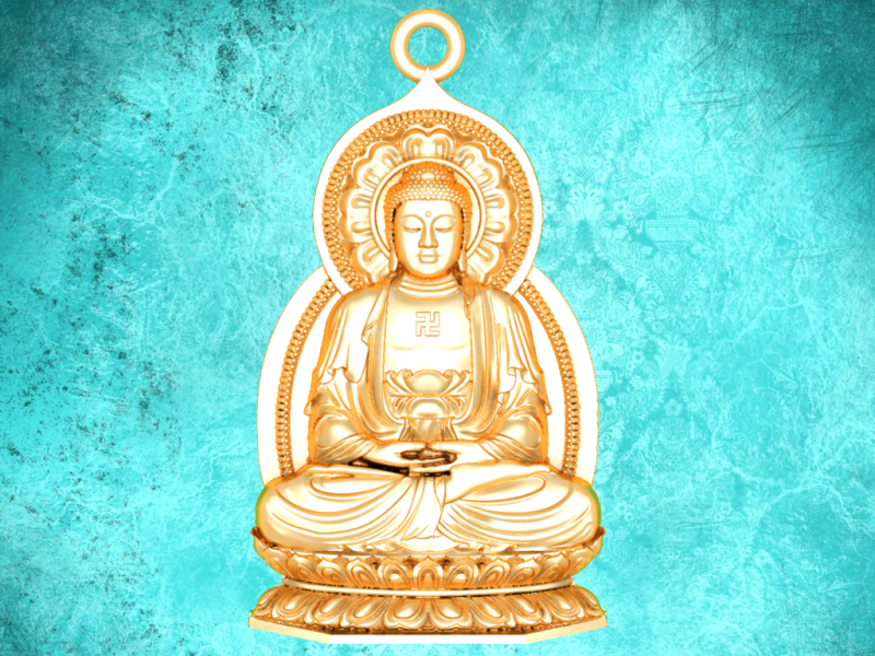 Liontin Buddha Amitabha - Liontin Buddha Adida - Liontin Buddha - N623 Model Cetak 3D .c4d .max .obj .3ds .fbx .stl .blend 