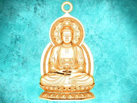 Amitabha Buddha pendant - Adida Buddha pendant - Buddha pendant - N623 3D Baskı Modeli