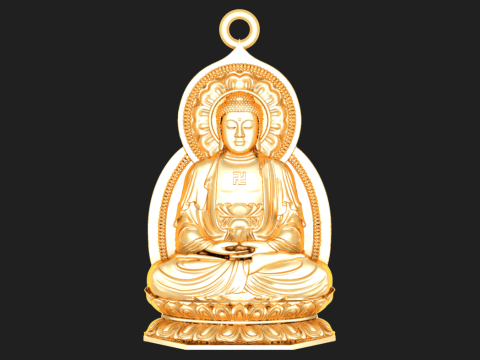 Liontin Buddha Amitabha - Liontin Buddha Adida - Liontin Buddha - N623 Model Cetak 3D