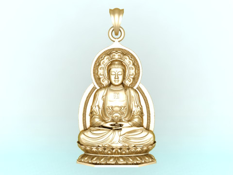 Liontin Buddha Amitabha - Liontin Buddha Adida - Liontin Buddha - N623 Model Cetak 3D