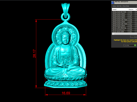 Liontin Buddha Amitabha - Liontin Buddha Adida - Liontin Buddha - N623 Model Cetak 3D