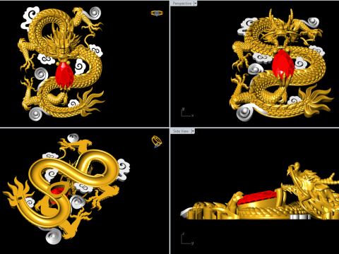 Dragão para joias - Dragão para anel - Dragão para pingente - N803 Modelo de Impressão 3D
