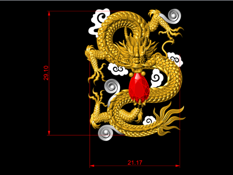 Dragão para joias - Dragão para anel - Dragão para pingente - N803 Modelo de Impressão 3D