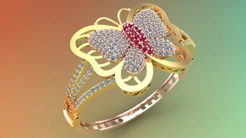 Butterfly bracelet - Womens bracelet - N68 3D Принт Модель .c4d .max .obj .3ds .fbx .stl .blend
