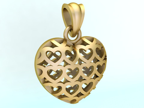 Heart pendant - Womens pendant - N849 3D Druckmodell