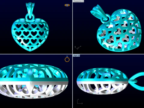 Heart pendant - Womens pendant - N849 3D Print Model