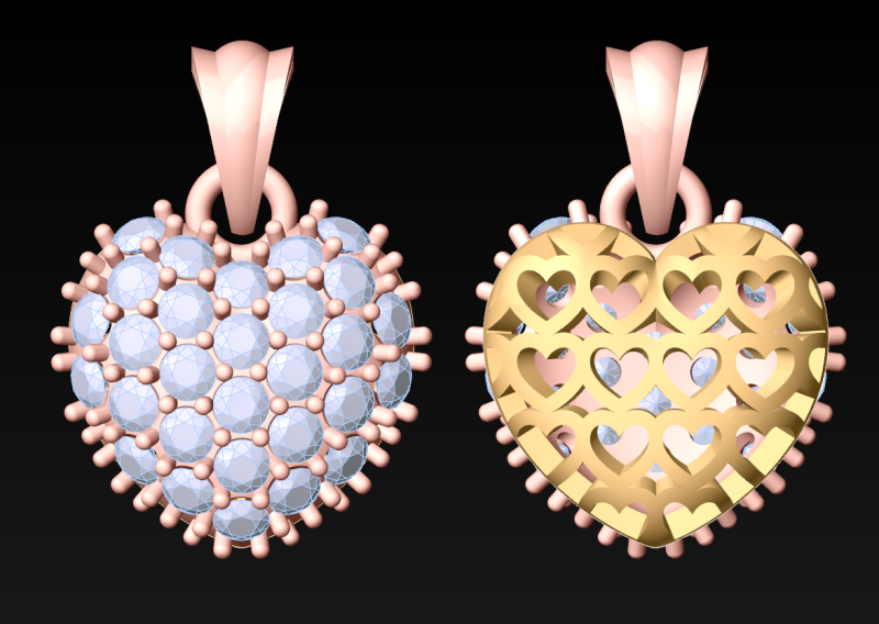 ハート ペンダント - レディース ペンダント - N849A 3Dプリントモデル .c4d .max .obj .3ds .fbx .stl .blend 