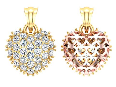 ハート ペンダント - レディース ペンダント - N849A 3Dプリントモデル