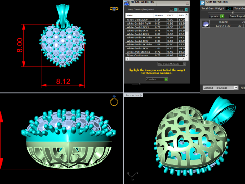 ハート ペンダント - レディース ペンダント - N849A 3Dプリントモデル