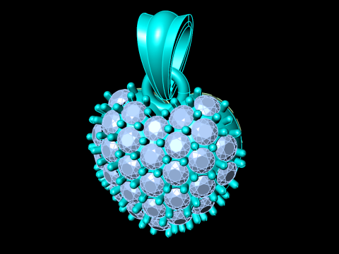 ハート ペンダント - レディース ペンダント - N849A 3Dプリントモデル