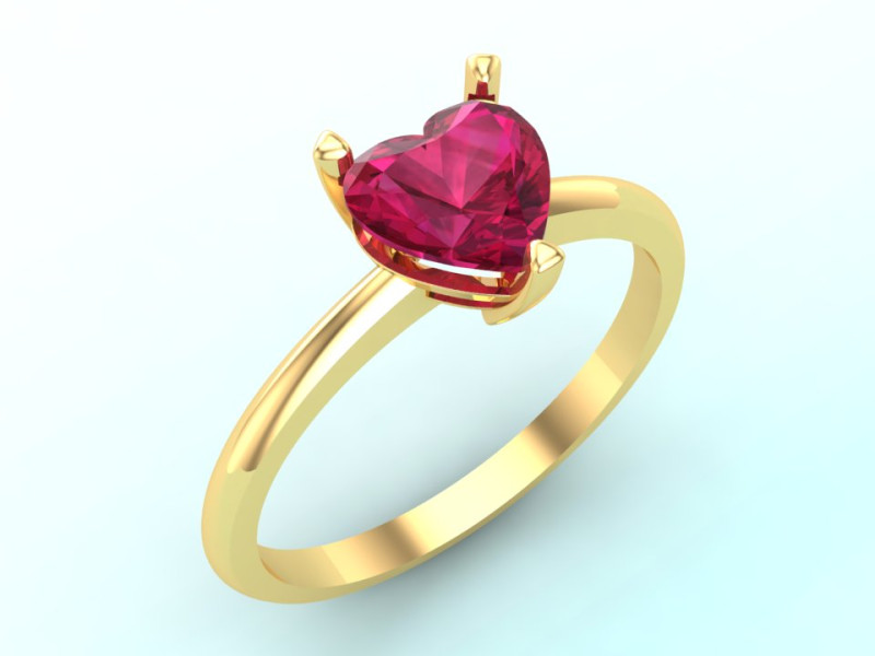 Каблучка-сердечко - Каблучка з діамантом - Жіноча каблучка - N621 3D Принт Модель .c4d .max .obj .3ds .fbx .stl .blend 