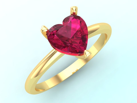 Каблучка-сердечко - Каблучка з діамантом - Жіноча каблучка - N621 3D Принт Модель