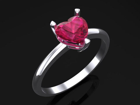 Каблучка-сердечко - Каблучка з діамантом - Жіноча каблучка - N621 3D Принт Модель