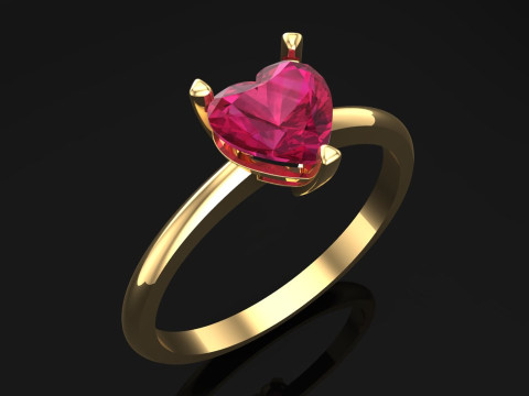 Каблучка-сердечко - Каблучка з діамантом - Жіноча каблучка - N621 3D Принт Модель