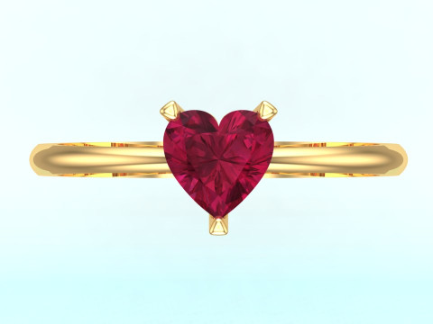 Каблучка-сердечко - Каблучка з діамантом - Жіноча каблучка - N621 3D Принт Модель