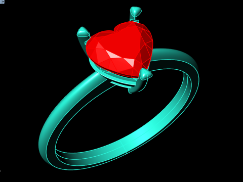 Каблучка-сердечко - Каблучка з діамантом - Жіноча каблучка - N621 3D Принт Модель