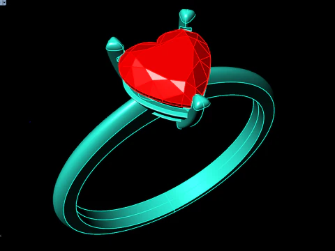 Heart ring - Diamond ring - Womens ring - N621 3D Print Model