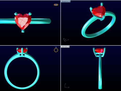 Каблучка-сердечко - Каблучка з діамантом - Жіноча каблучка - N621 3D Принт Модель