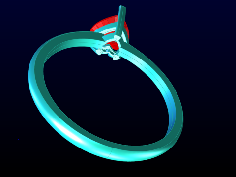 Каблучка-сердечко - Каблучка з діамантом - Жіноча каблучка - N621 3D Принт Модель