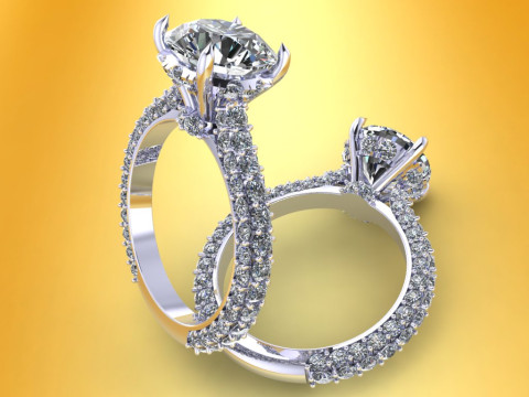 Diamond ring - Womens ring - Womens luxury ring - N952 Model Cetak 3D