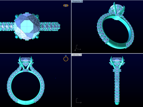 Diamond ring - Womens ring - Womens luxury ring - N952 Model Cetak 3D