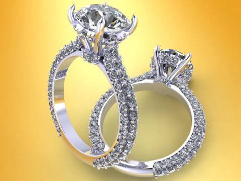 Diamond ring - Womens ring - Womens luxury ring - N952 Model Cetak 3D