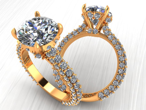 Diamond ring - Womens ring - Womens luxury ring - N952 Model Cetak 3D